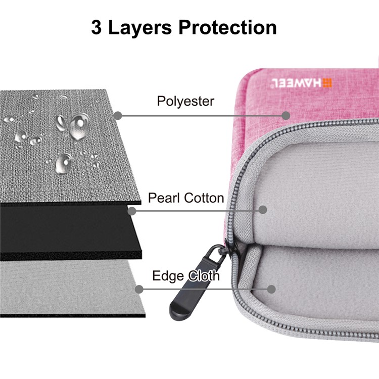 Housse De Protection HAWEEL Anti-éclaboussures À Manches Oxford Pour Ordinateurs Portables / Tablettes De 13 Pouces - Rose-5