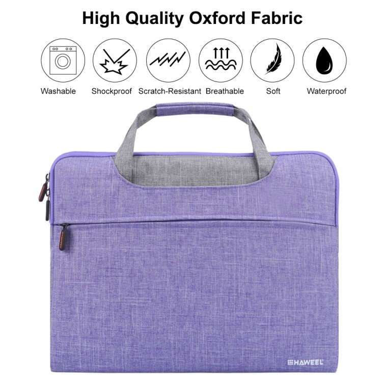 HAWEEL Wasserdicht Stoßfest Oxford-Hülle Tasche Handtasche Für 15-Zoll-Laptops / Tabletten - Lila-2