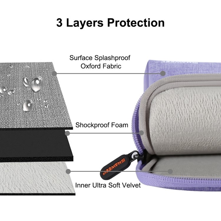 HAWEEL Wasserdicht Stoßfest Oxford-Hülle Tasche Handtasche Für 15-Zoll-Laptops / Tabletten - Lila-4