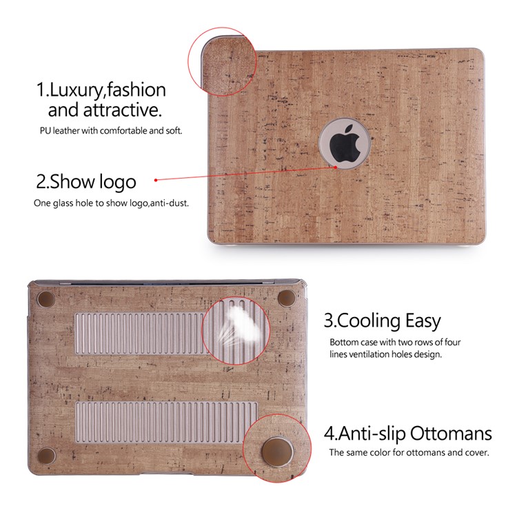 Lebendige Holz Lederhaut Hartschale Für Macbook Pro 13.3 Mit Retina-Display - Khaki-6