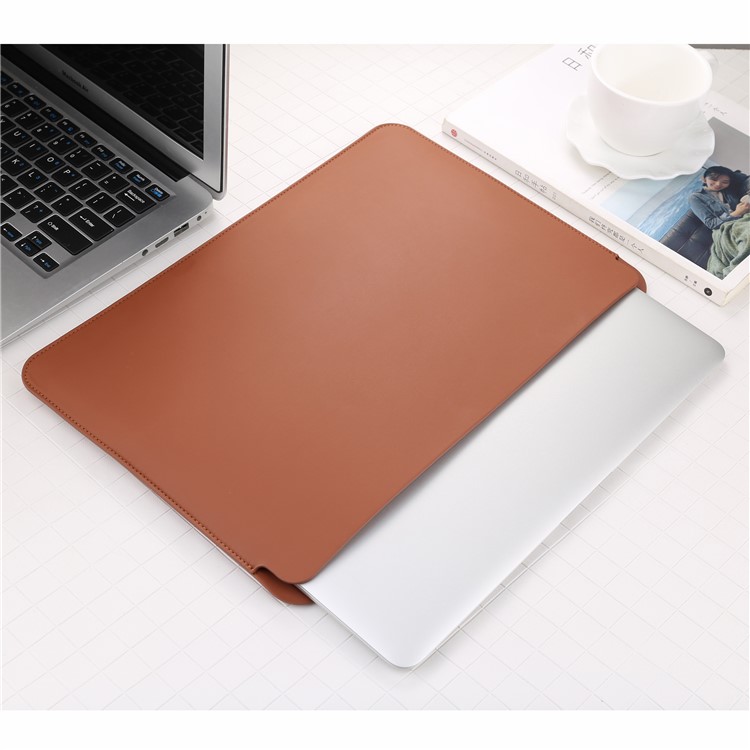 Simple PU Leather Laptop Sleeve Bag for MacBook 13.3-inch - Brown-3