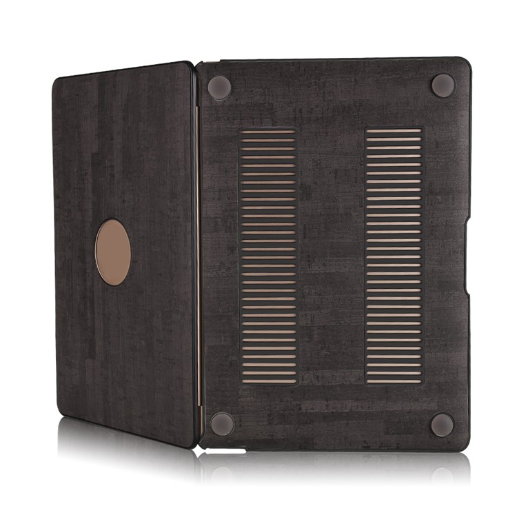 Étui Rigide En Cuir Grain De Bois Pour Macbook Air 11.6 Pouces - Noir-4