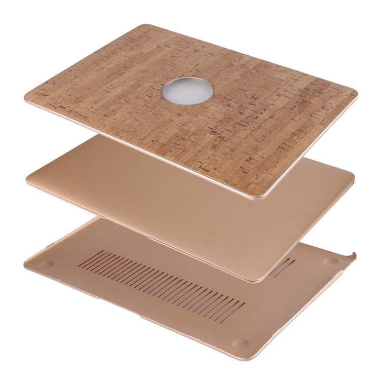 copertura Rigida Rivestita In Pelle Con Venatura Del Legno Per Macbook Air Da 11.6 Pollici - Oro-3