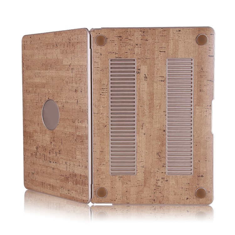 copertura Rigida Rivestita In Pelle Con Venatura Del Legno Per Macbook Air Da 11.6 Pollici - Oro-4