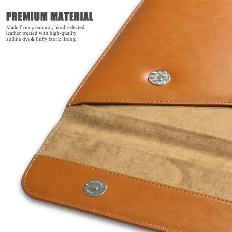 LENTION Echte Lederhülle Tasche Für MacBook Air 11 Zoll / MacBook 12-Zoll Mit Retina-Display (2015) - Braun-4