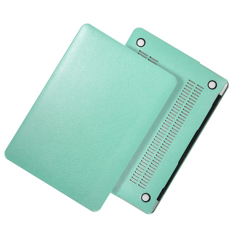Snap-on Seide Leder Beschichtet Hartschale Für MacBook Air 13,3-Zoll - Cyan-2
