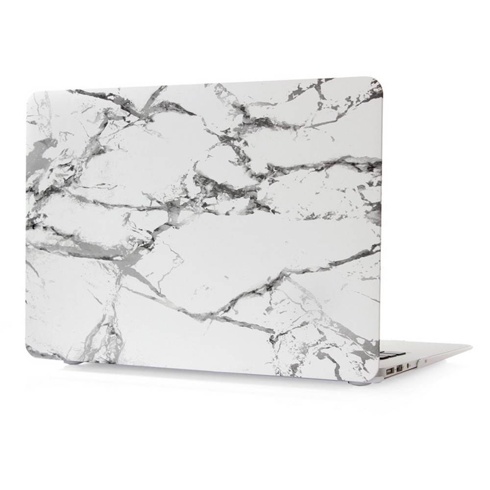 Textura de Mármore Case de Concha Dura Para Apple MacBook Pro 13,3 Polegadas - Cinza / Branco