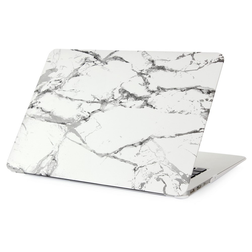 Textura de Mármore Case de Concha Dura Para Apple MacBook Pro 13,3 Polegadas - Cinza / Branco