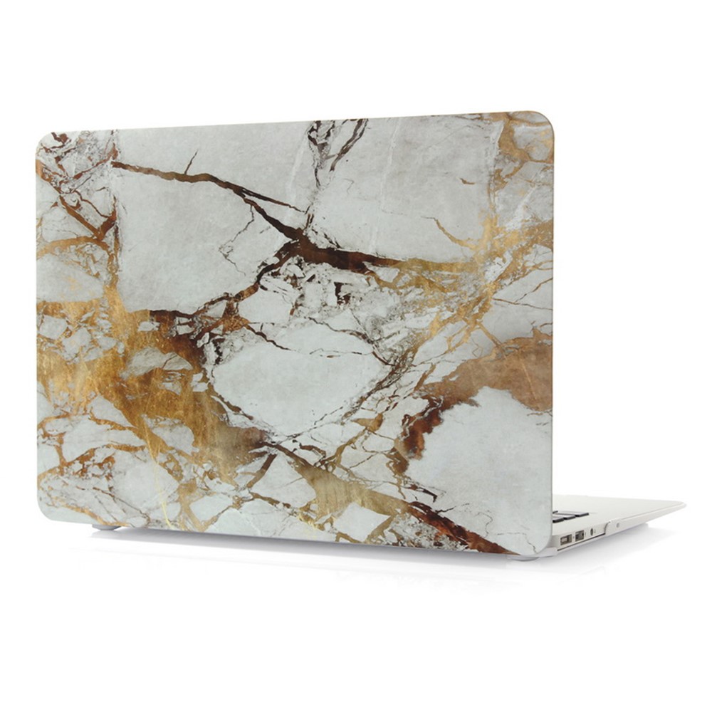Capa De Capa Dura De Textura De Mármore Para Maçã Macbook Pro 13,3 Polegadas - Cor De Ouro / Cinzento-4