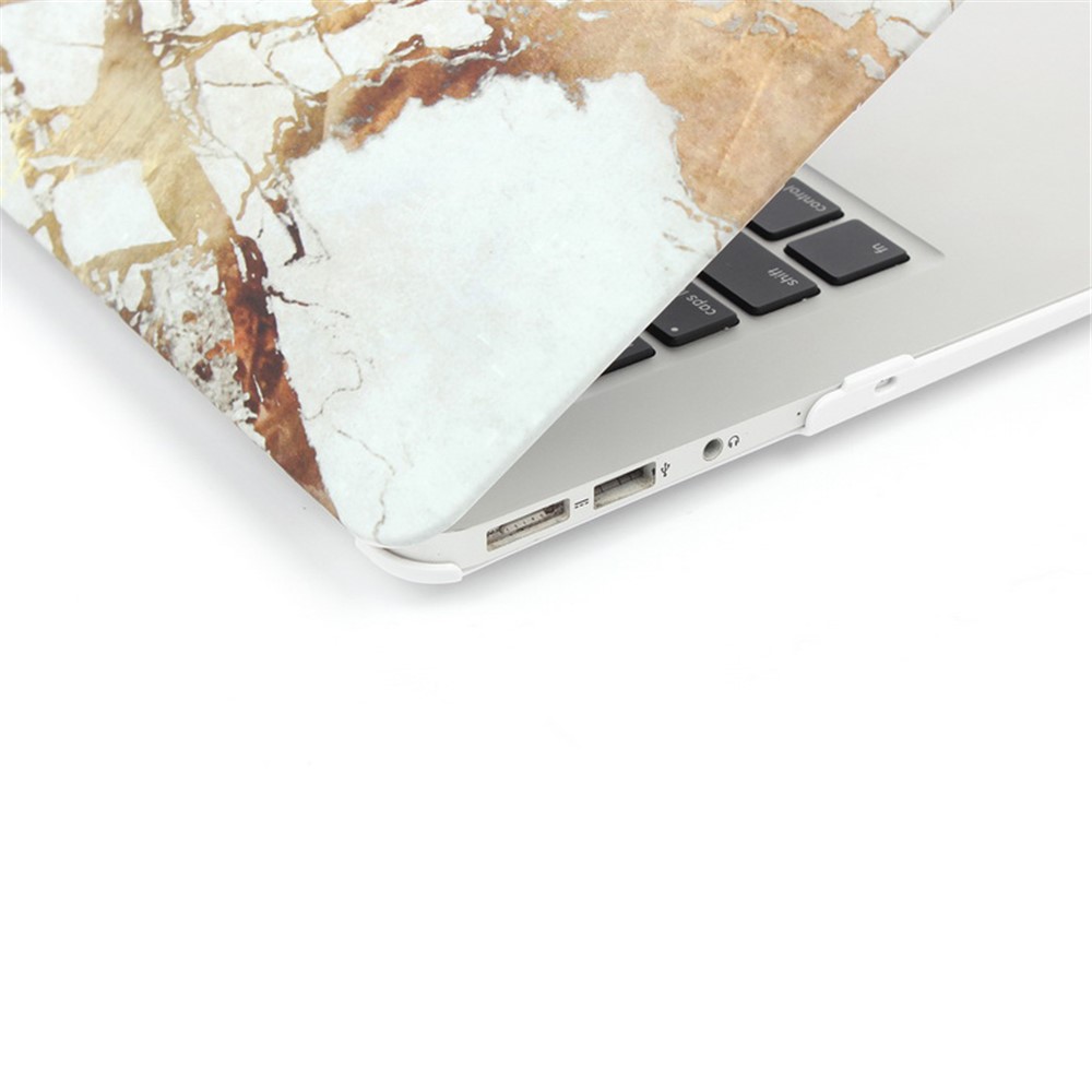 Capa De Capa Dura De Textura De Mármore Para Maçã Macbook Pro 13,3 Polegadas - Cor De Ouro / Cinzento-6