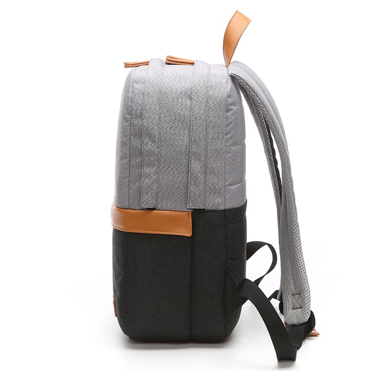 TUGUAN Contrast Color Travel Backpack Daypack School Bag - Grey / Black-1