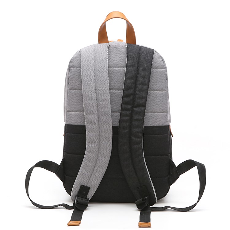 TUGUAN Contrast Color Travel Backpack Daypack School Bag - Grey / Black-1