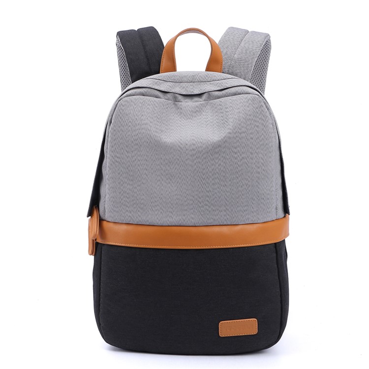 TUGUAN Contrast Color Travel Backpack Daypack School Bag - Grey / Black-1