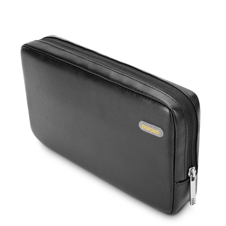 POFOKO Martin Series PU Leather Storage Pouch for Tablet/Hard Disk/Mouse etc - Black / L Size-1
