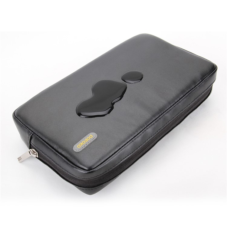 POFOKO Martin Series PU Leather Storage Pouch for Tablet/Hard Disk/Mouse etc - Black / L Size-11