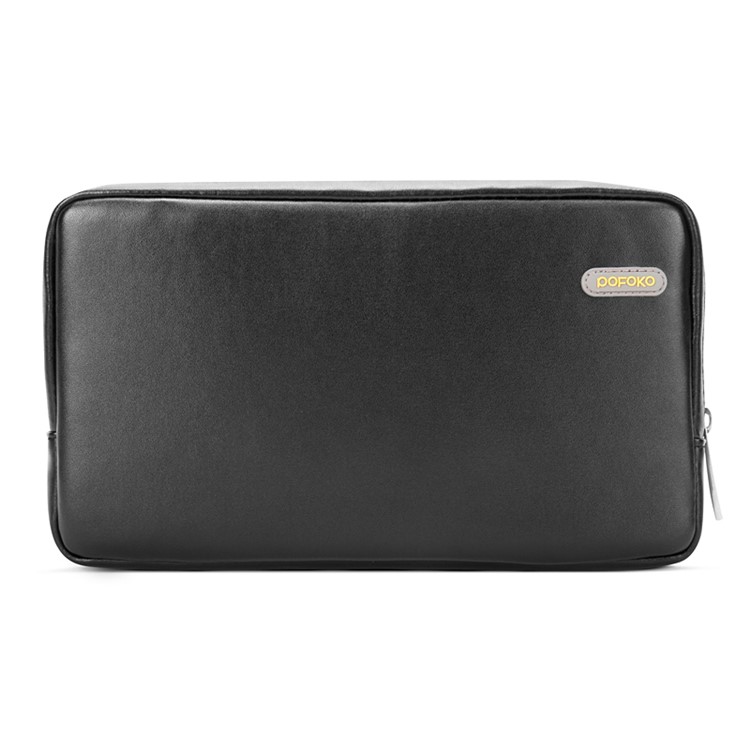 POFOKO Martin Series PU Leather Storage Pouch for Tablet/Hard Disk/Mouse etc - Black / L Size-2