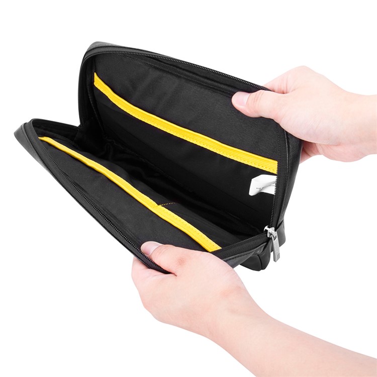POFOKO Martin Series PU Leather Storage Pouch for Tablet/Hard Disk/Mouse etc - Black / L Size-9