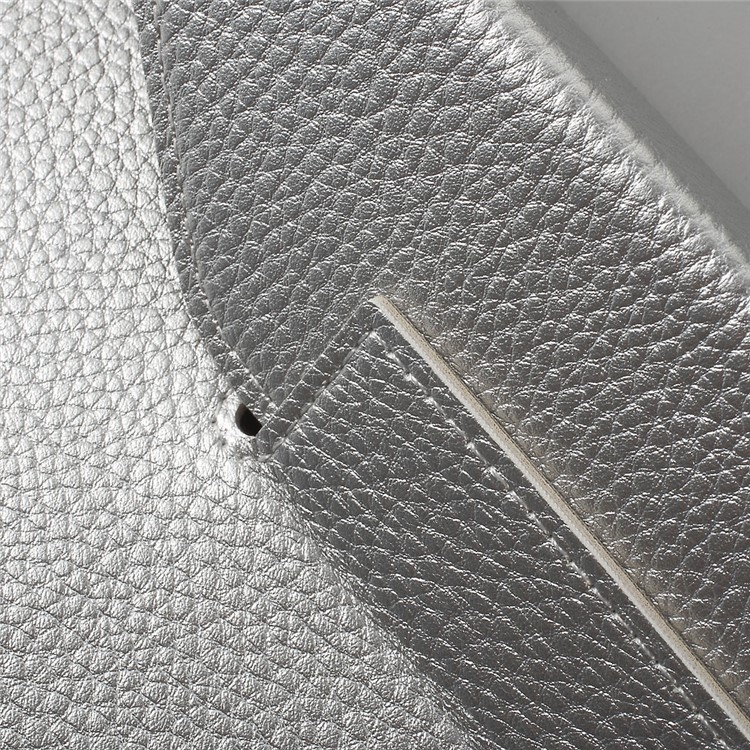 VORSON Litchi Grain Leather Magnetic Pouch Bag for Macbook Air 13.3 inch / iPad Pro 12.9 inch - Silver-13