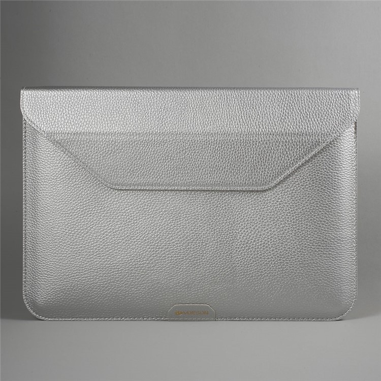 VORSON Litchi Grain Leather Magnetic Pouch Bag for Macbook Air 13.3 inch / iPad Pro 12.9 inch - Silver-2