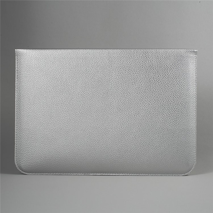 VORSON Litchi Grain Leather Magnetic Pouch Bag for Macbook Air 13.3 inch / iPad Pro 12.9 inch - Silver-3