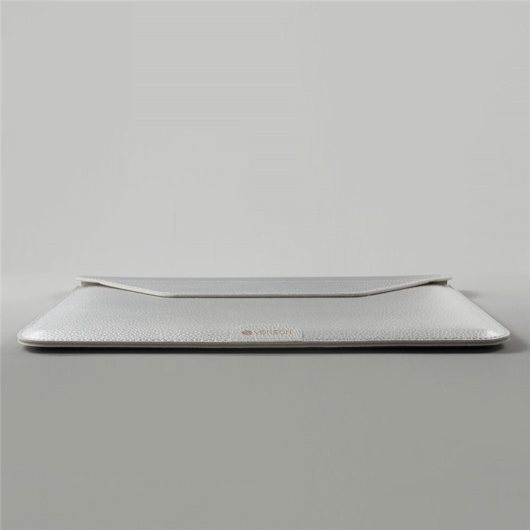 VORSON Litchi Grain Leather Magnetic Pouch Bag for Macbook Air 13.3 inch / iPad Pro 12.9 inch - Silver-4