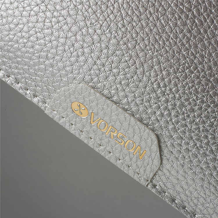 VORSON Litchi Grain Leather Magnetic Pouch Bag for Macbook Air 13.3 inch / iPad Pro 12.9 inch - Silver-8
