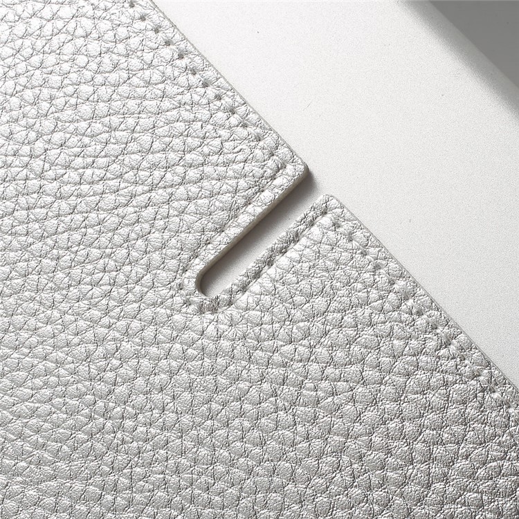 VORSON Litchi Grain Leather Magnetic Pouch Bag for Macbook Air 13.3 inch / iPad Pro 12.9 inch - Silver-9