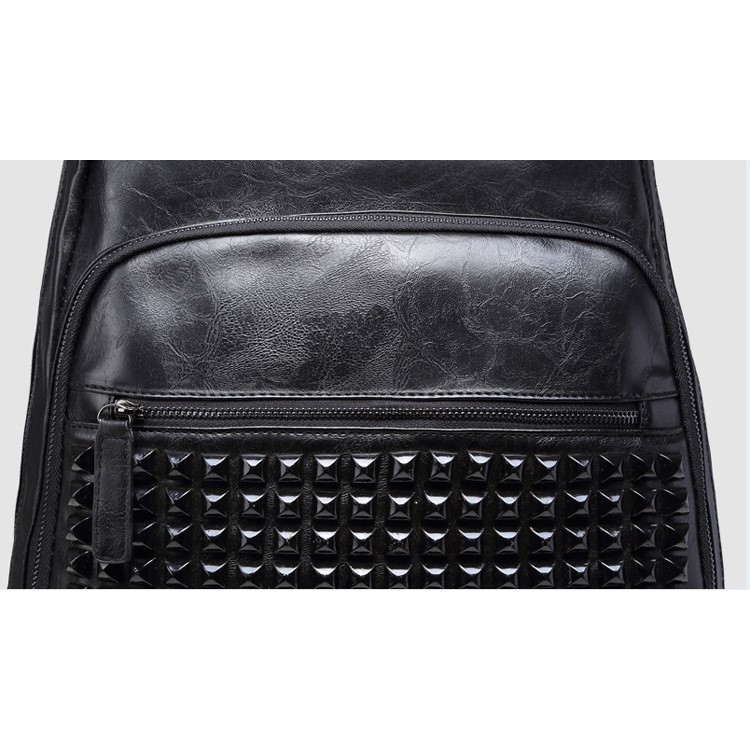 EXTEAM Fashion Rivet Leather Waterproof Laptop Backpack Bag Breathable Case - Black-13
