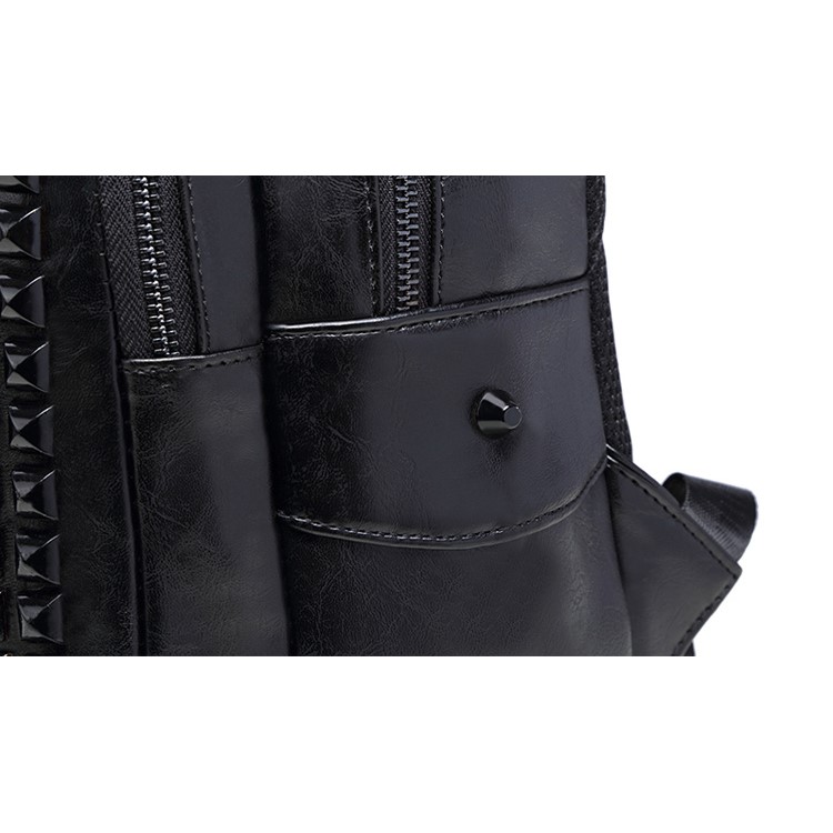 EXTEAM Fashion Rivet Leather Waterproof Laptop Backpack Bag Breathable Case - Black-20