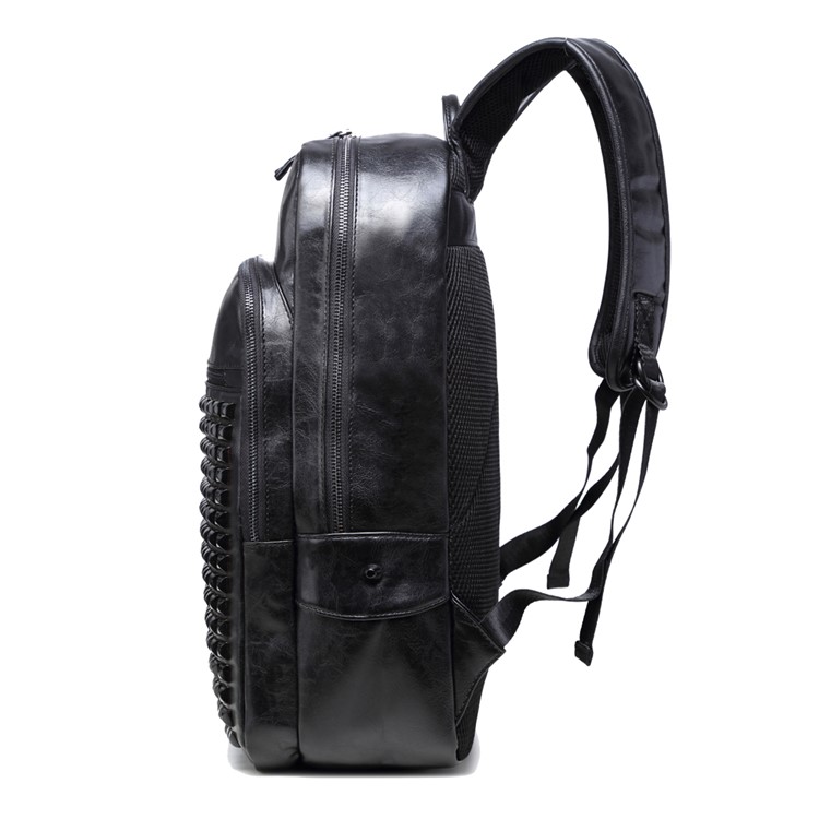 EXTEAM Fashion Rivet Leather Waterproof Laptop Backpack Bag Breathable Case - Black-5