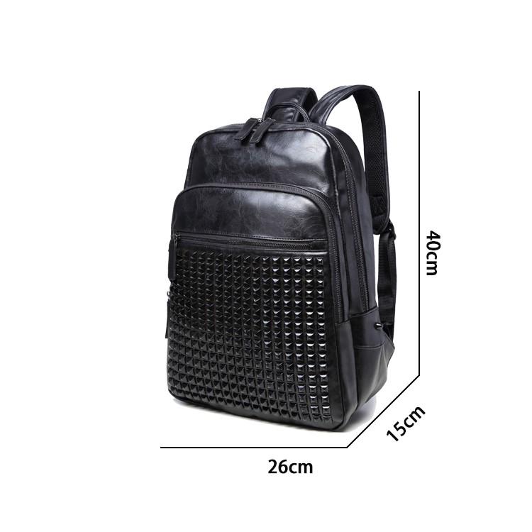 EXTEAM Fashion Rivet Leather Waterproof Laptop Backpack Bag Breathable Case - Black-7