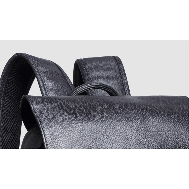 EXTEAM Fashion Women Leather Waterproof Laptop Backpack Bag - Black-10