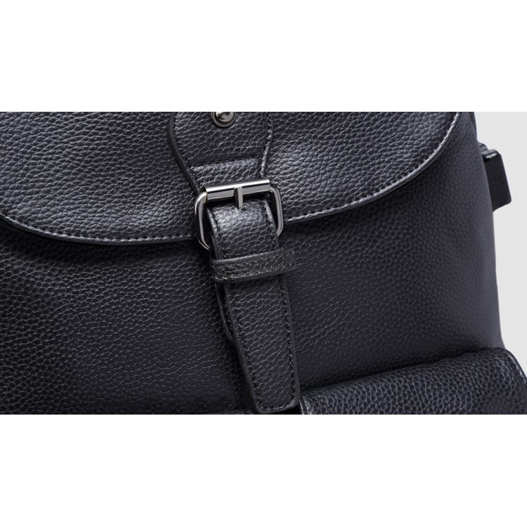 EXTEAM Fashion Women Leather Waterproof Laptop Backpack Bag - Black-11