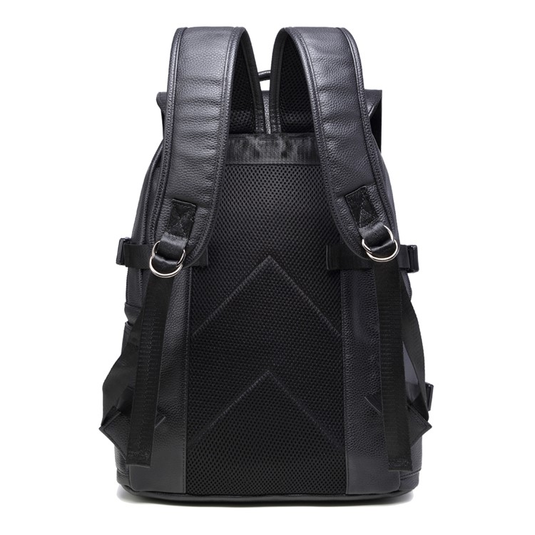 EXTEAM Fashion Women Leather Waterproof Laptop Backpack Bag - Black-6