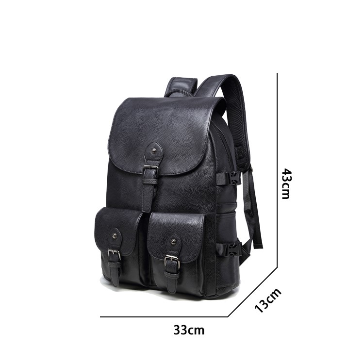EXTEAM Fashion Women Leather Waterproof Laptop Backpack Bag - Black-7