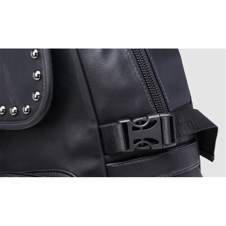 EXTEAM B9598 Rivet PU Leather Laptop Backpack Travel Shoulder School Bag - Black-14