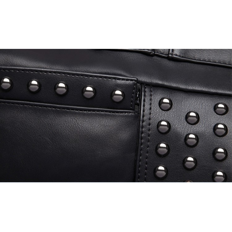 EXTEAM B9599 Rivet PU Leather Travel Shoulder Backpack Notebook Bag - Black-11