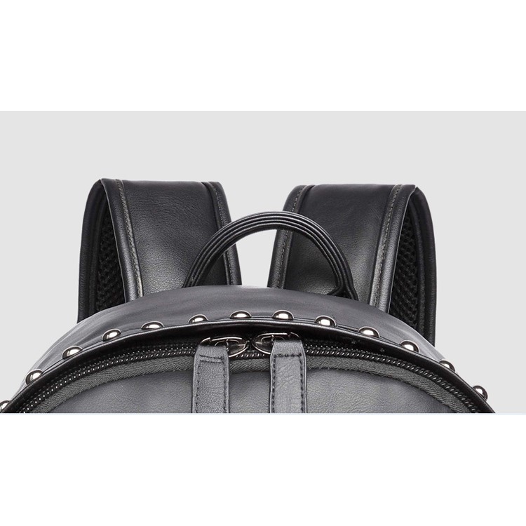 EXTEAM B9599 Rivet PU Leather Travel Shoulder Backpack Notebook Bag - Black-12