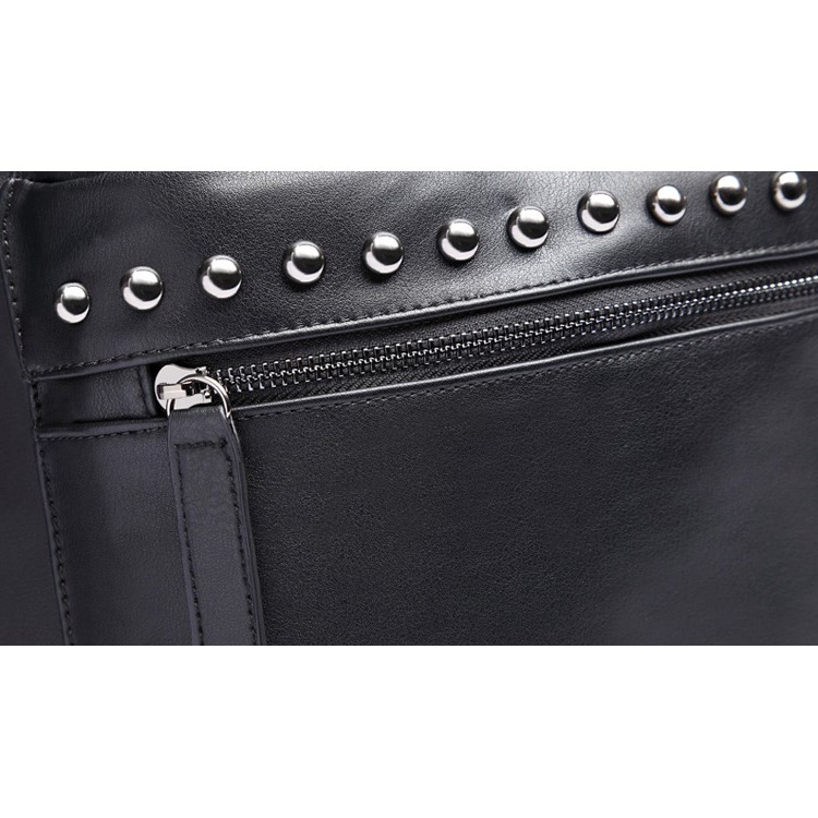 EXTEAM B9599 Rivet PU Leather Travel Shoulder Backpack Notebook Bag - Black-17