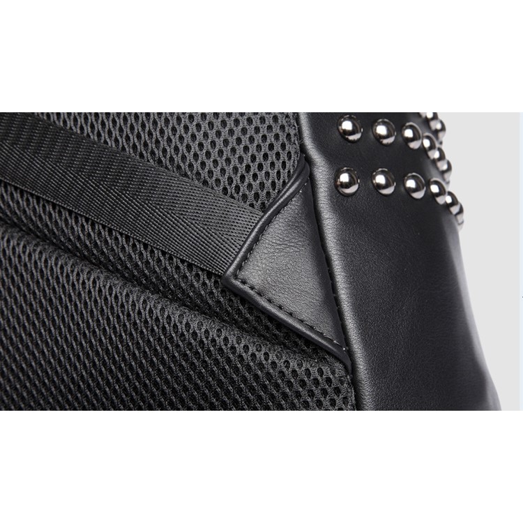 EXTEAM B9599 Rivet PU Leather Travel Shoulder Backpack Notebook Bag - Black-18