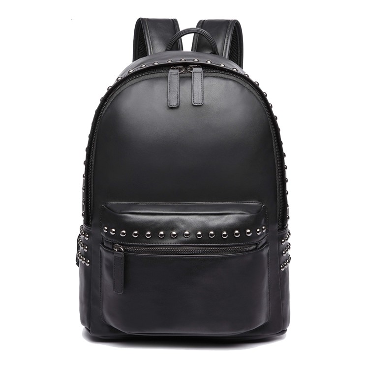 EXTEAM B9599 Rivet PU Leather Travel Shoulder Backpack Notebook Bag - Black-3