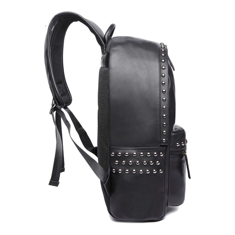 EXTEAM B9599 Rivet PU Leather Travel Shoulder Backpack Notebook Bag - Black-4