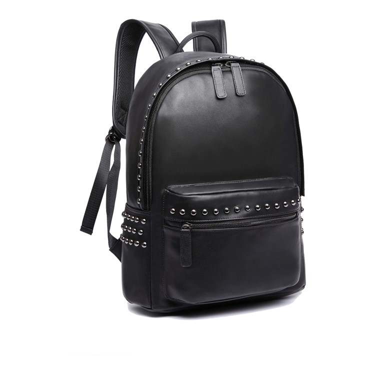 EXTEAM B9599 Rivet PU Leather Travel Shoulder Backpack Notebook Bag - Black-5