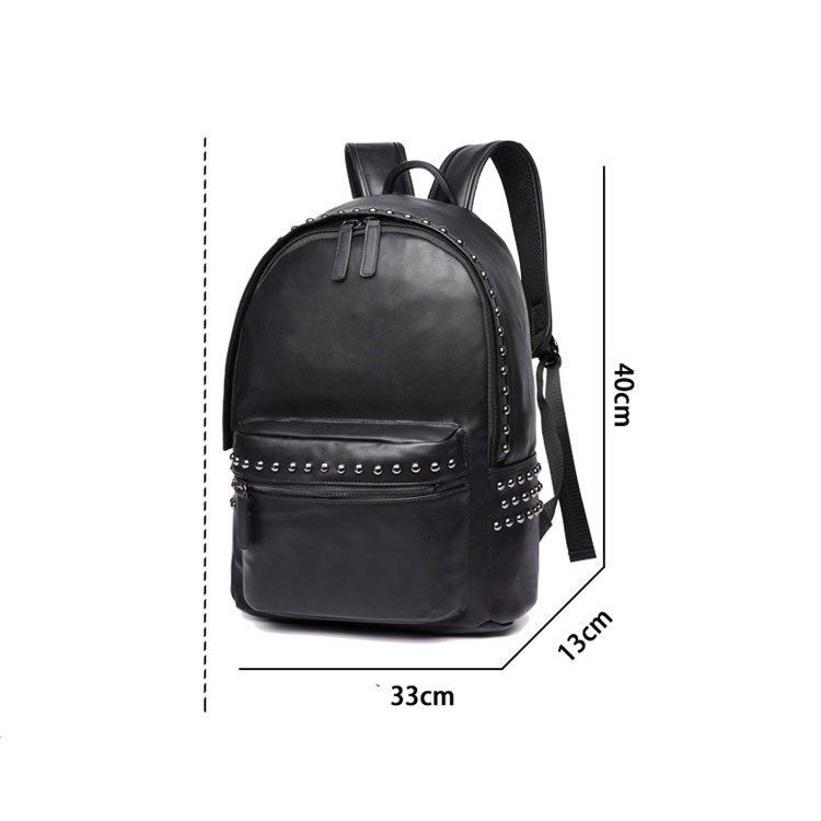 EXTEAM B9599 Rivet PU Leather Travel Shoulder Backpack Notebook Bag - Black-7
