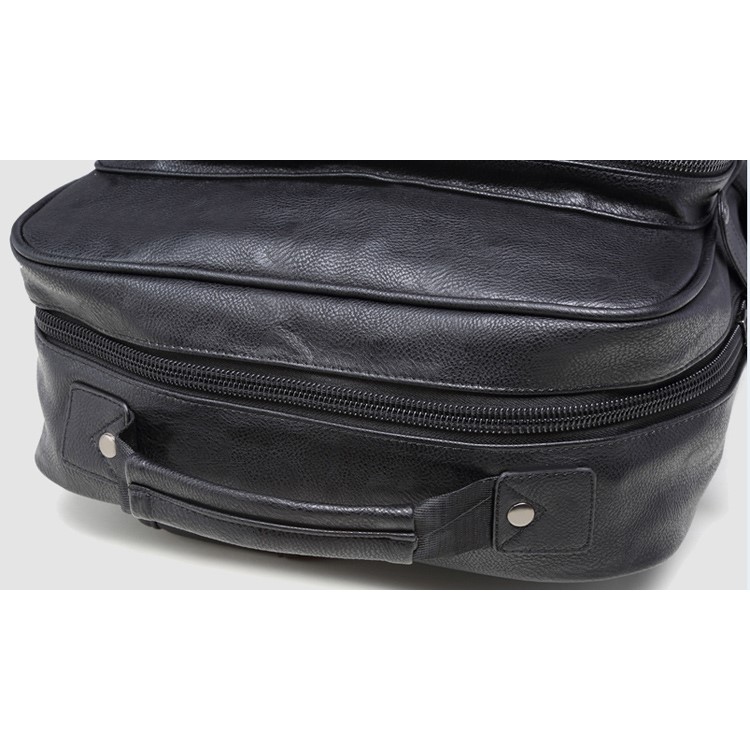 EXTEAM B9632 PU Leather Laptop Backpack Travel Shoulder Bag - Black-11