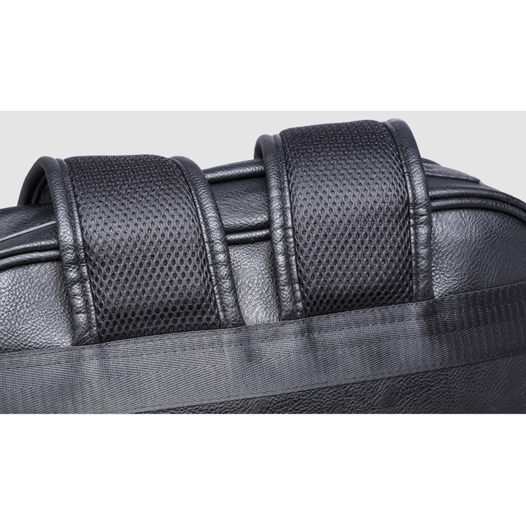 EXTEAM B9632 PU Leather Laptop Backpack Travel Shoulder Bag - Black-14