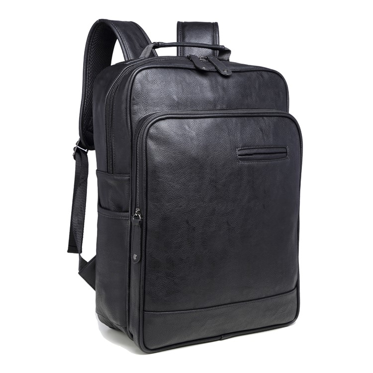 EXTEAM B9632 PU Leather Laptop Backpack Travel Shoulder Bag - Black-3