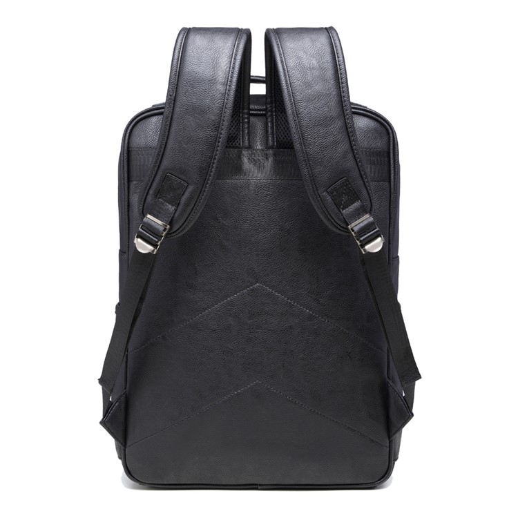 EXTEAM B9632 PU Leather Laptop Backpack Travel Shoulder Bag - Black-5