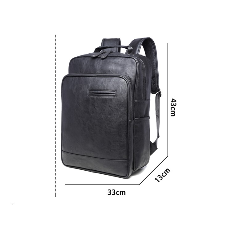 EXTEAM B9632 PU Leather Laptop Backpack Travel Shoulder Bag - Black-7