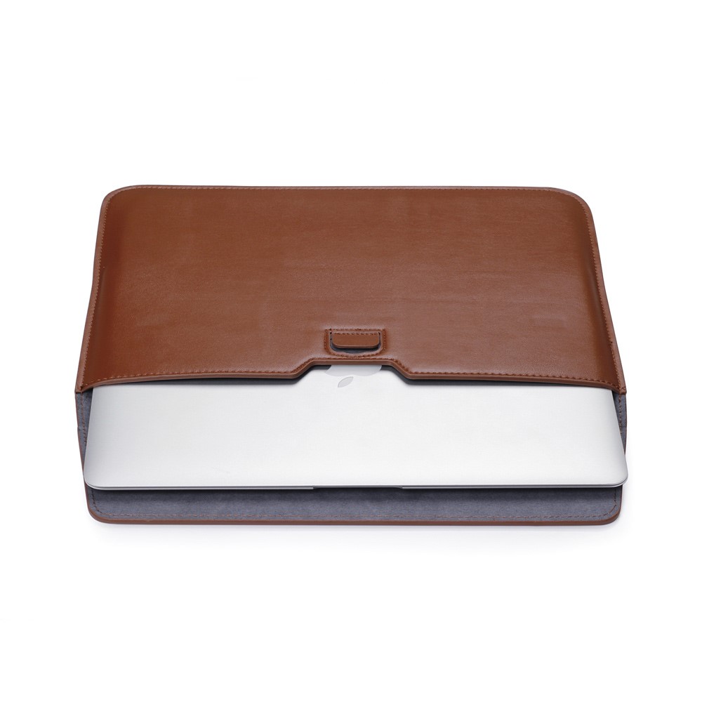 Couvercle De Poche D'ordinateur Portable En Cuir Enveloppe Avec Support Pour Macbook 12 Pouces / Air De 11,6 Pouces - Marron